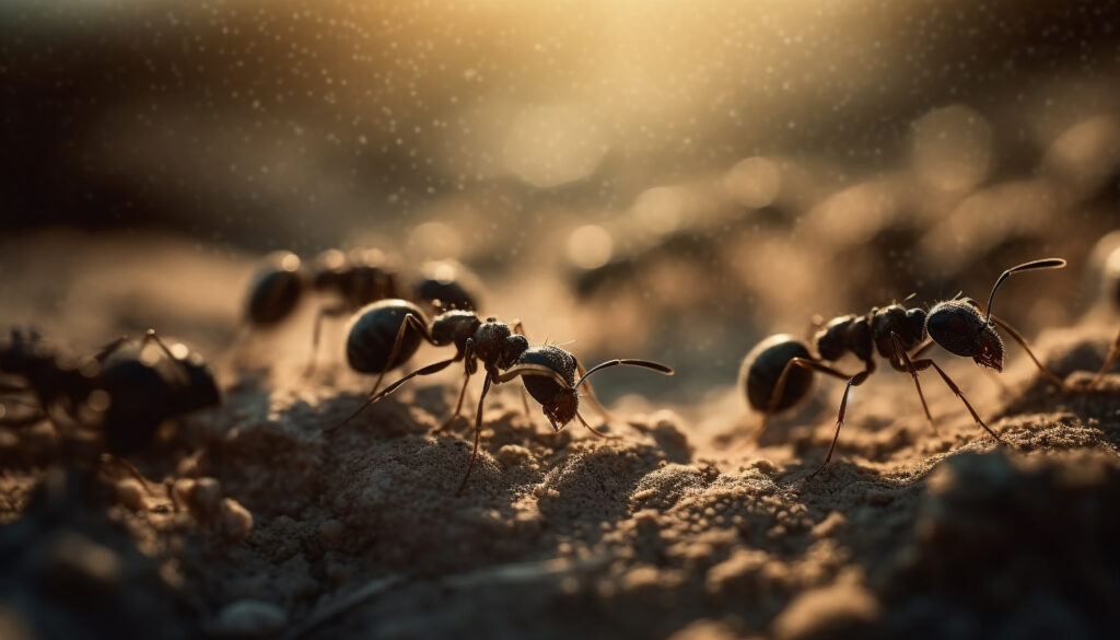 ants crawling in dirt