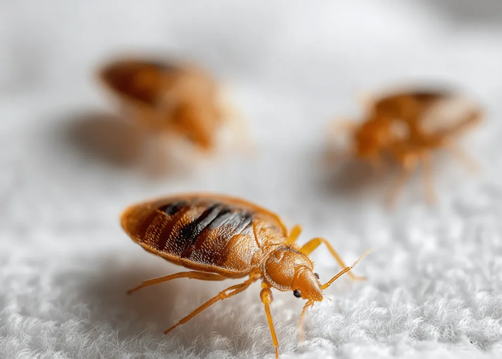 bed bugs on white cloth